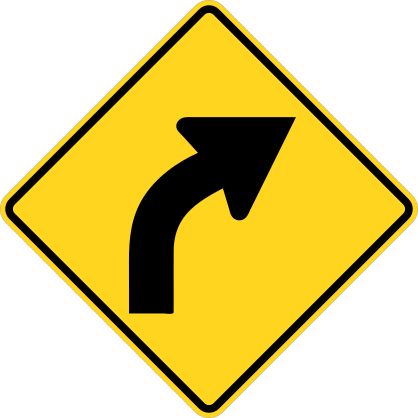 Right Curve Warning Sticker