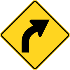 Right Curve Warning Sticker