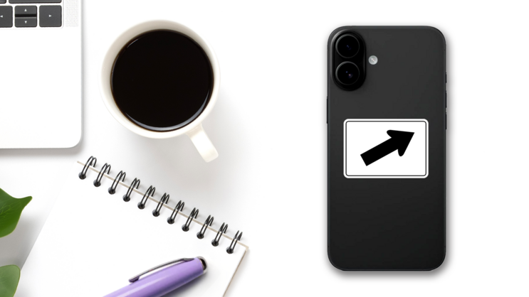 Right Diagonal Arrow Sticker on a Phone (New) example
