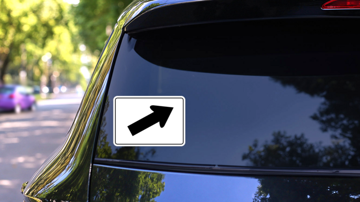 Right Diagonal Arrow Sticker on a Rear Car Window (New) example