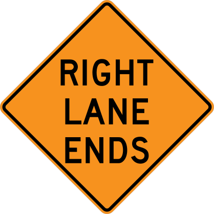 Right Lane Ends Sticker