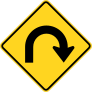 Right U-Turn Curve Sticker