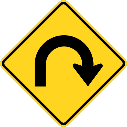 Right U-Turn Curve Sticker