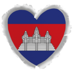 Ripped Heart Cambodia Sticker