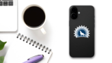 Rising Sun Wolf Sticker on a Phone (New) example