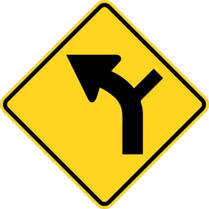 Road Curves Left With Right Turn Sticker