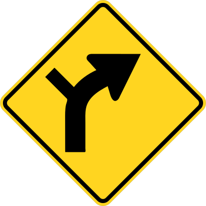 Road Curves Right With Left Turn Sticker