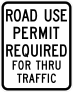 Road Use Permit Required For Thru Traffic Sticker