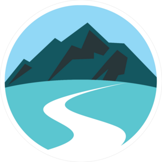 Road With Blue Mountain Landscape Sticker
