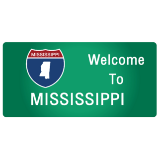 Roadway Sign Welcome To Mississippi Sticker