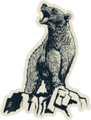 Roaring Bear Illustration Sticker