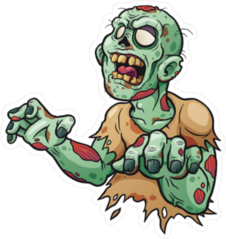 Roaring Cartoon Zombie Sticker