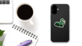 Roaring Elephant Head Sports Mascot Sticker on a Phone (New) example