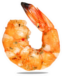 Roasted Peeled Prawn Isolated On White Sticker