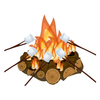 Roasting Marshmallows On Campfire Sticker