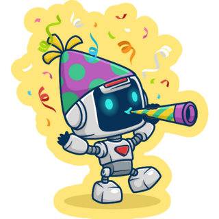 Robot Cartoon Blowing Trumpet Sticker