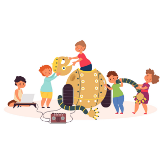 Robot Children Learning Sticker