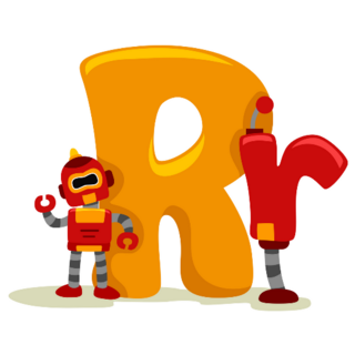 Robot Letter R Sticker