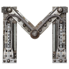 Robot Metal Letter M Sticker