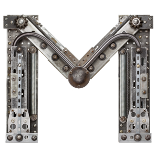Robot Metal Letter M Sticker