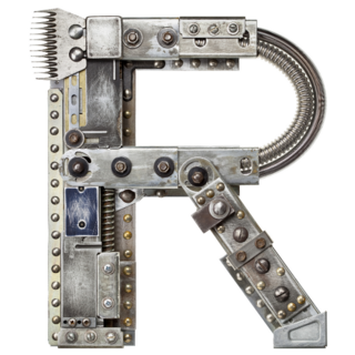 Robot Metal Letter R Sticker