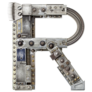Robot Metal Letter R Sticker