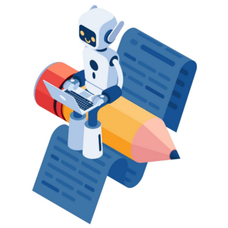 Robot On Pencil Sticker