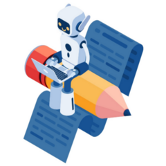 Robot On Pencil Sticker