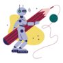 Robot With Pencil Creative Sticker
