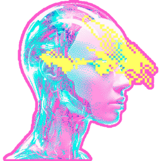 Robotic Humanoid Head Pixel Sticker