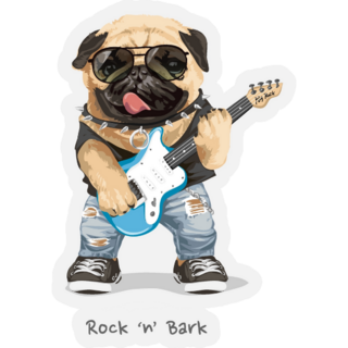 Rock And Bark Pug Star Sticker