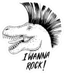 Rock and Roll Dinosaur Sticker