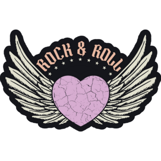 Rock And Roll Heart With Wings Sticker