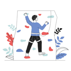 Rock Climber Man Cartoon Sticker