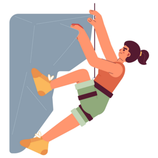 Rock Climbing Cartoon Character Sticker