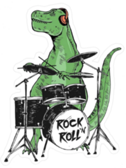 Rock Star Dinosaur Drummer Sticker