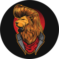 Rockabilly Lion With Cool Hair Sticker