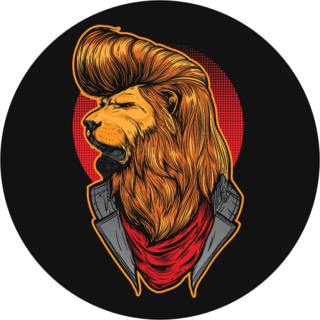 Rockabilly Lion With Cool Hair Sticker