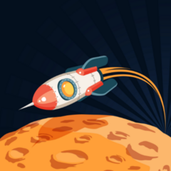Rocket Flying Over the Moon Sticker