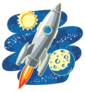 Rocket Flying Through Outer Space Sticker