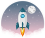 Rocket Flying To The Moon Purple Sky Sticker