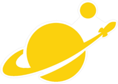 Rocketing Orbiting Planet Silhouette Sticker