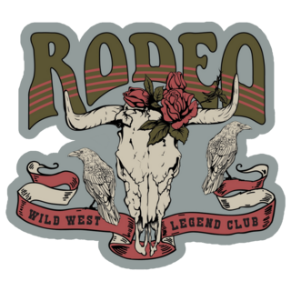 Rodeo Cow Skull Illustration Sticker