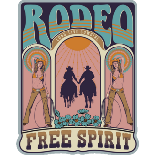 Rodeo Cowgirl Free Spirit Retro Sticker