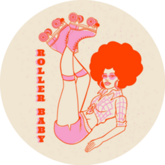 Roller Baby Afro Girl Retro Sticker