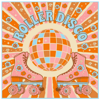 Roller Skates And Disco Ball 70s Style Sticker