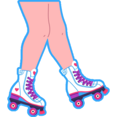 Roller Skating On Blue Sticker