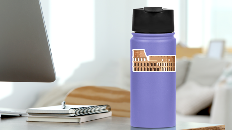 Roman Colosseum Sticker on a Water Bottle (New) example