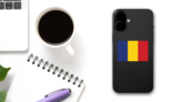 Romania Flag Sticker on a Phone (New) example