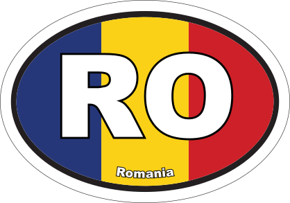 Romania Ro Flag Oval Sticker
